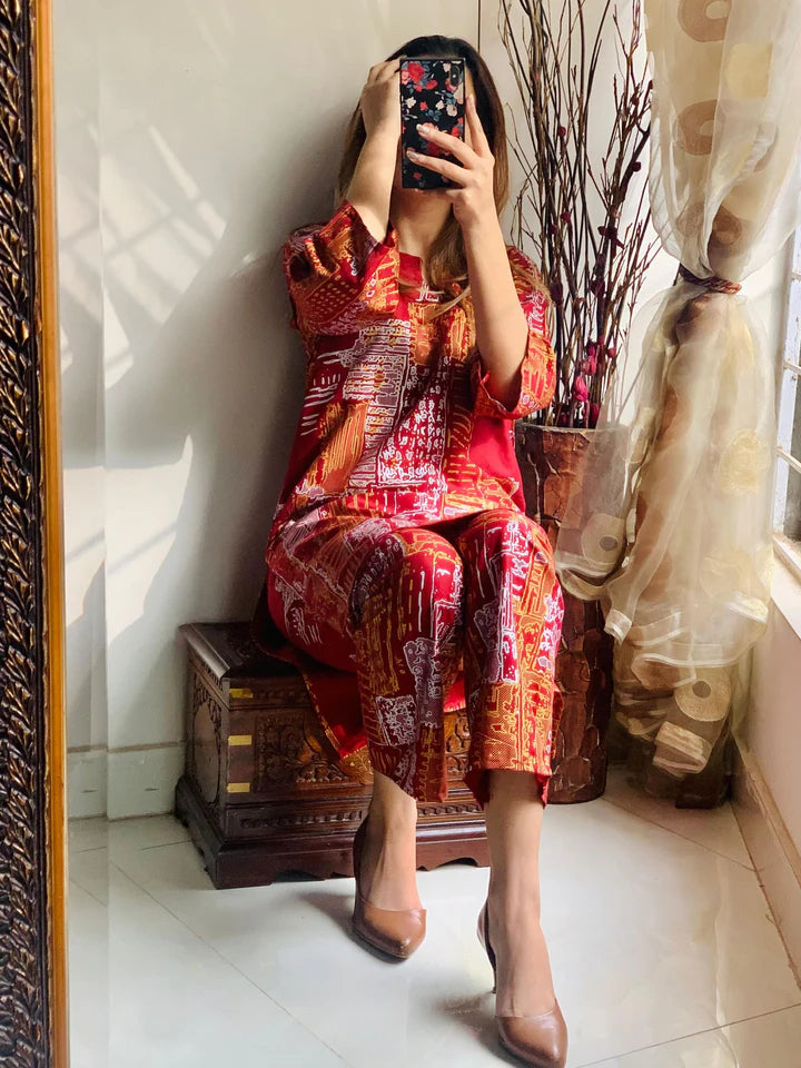 Mountain Print Stitched 2Pcs