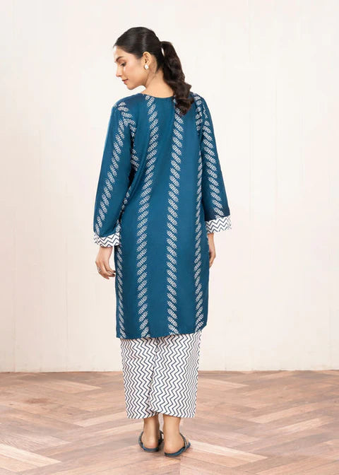 Contrast Lining Print Stitched 2Pcs