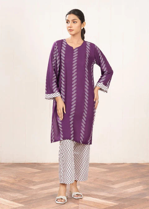 Contrast Lining Print Stitched 2Pcs