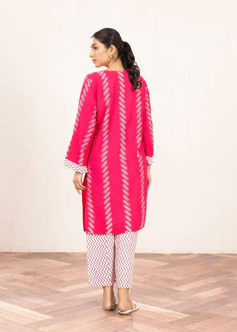 Contrast Lining Print Stitched 2Pcs