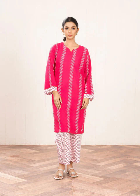 Contrast Lining Print Stitched 2Pcs