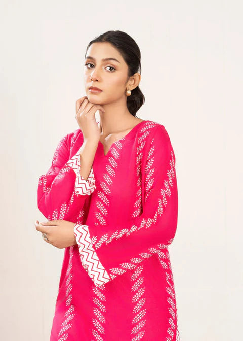 Contrast Lining Print Stitched 2Pcs