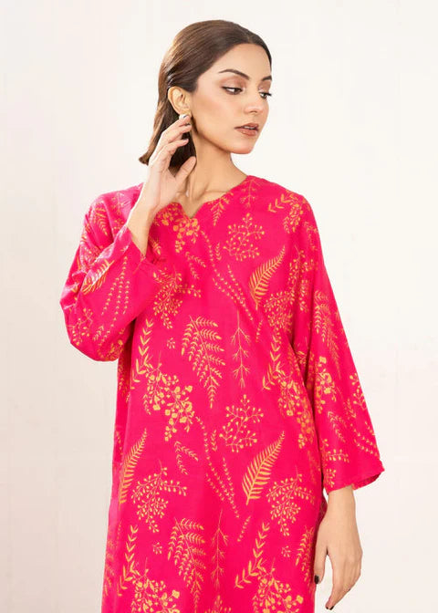 Floral Leaf Print Stitched 2Pcs