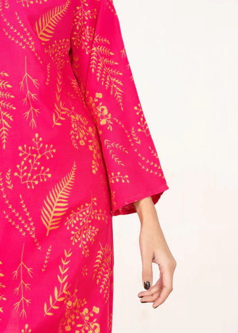 Floral Leaf Print Stitched 2Pcs