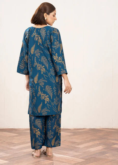 Floral Leaf Print Stitched 2Pcs