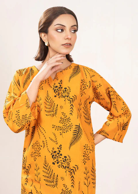 Floral Leaf Print Stitched 2Pcs