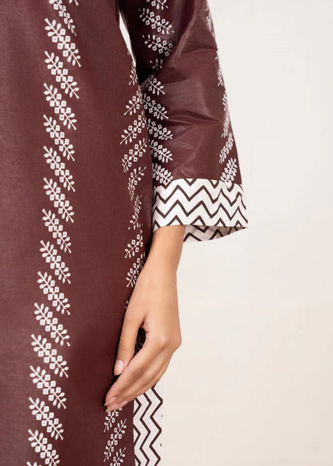 Contrast Lining Print Stitched 2Pcs