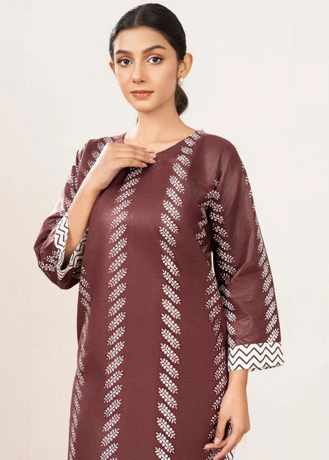 Contrast Lining Print Stitched 2Pcs