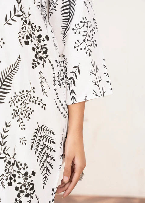 Floral Leaf Print Stitched 2Pcs