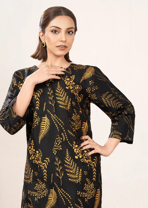 Floral Leaf Print Stitched 2Pcs