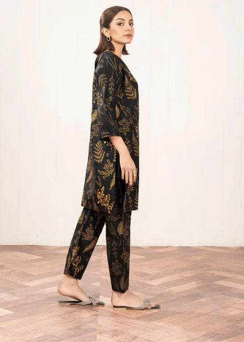 Floral Leaf Print Stitched 2Pcs