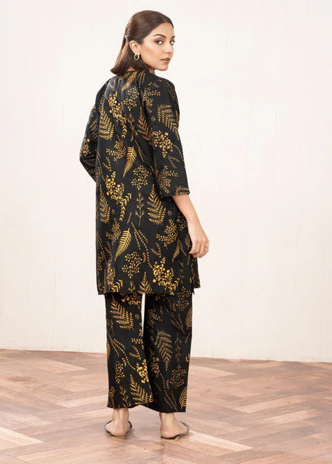 Floral Leaf Print Stitched 2Pcs