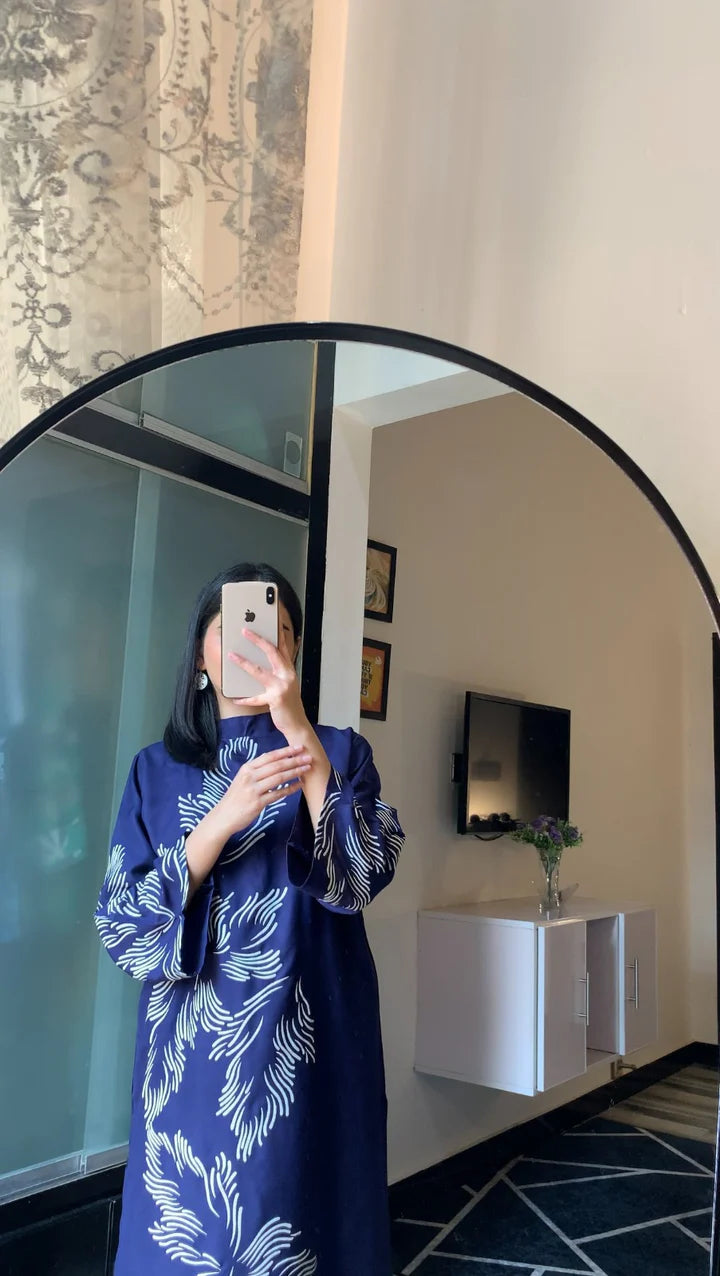 Elegant Black Print Stitched 2Pcs