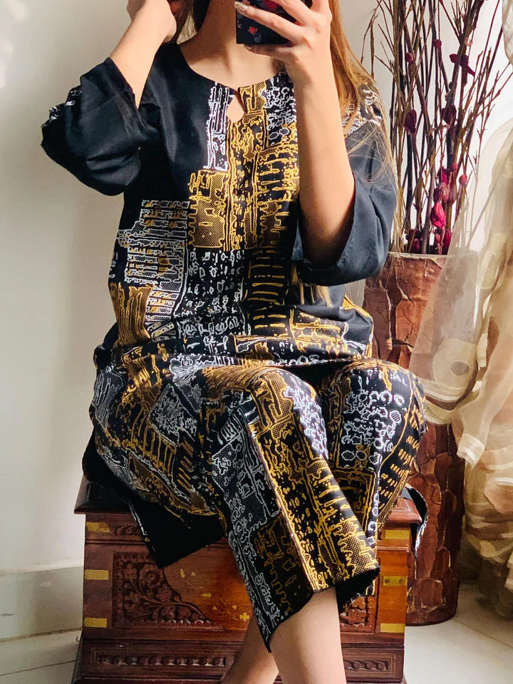 Mountain Print Stitched 2Pcs