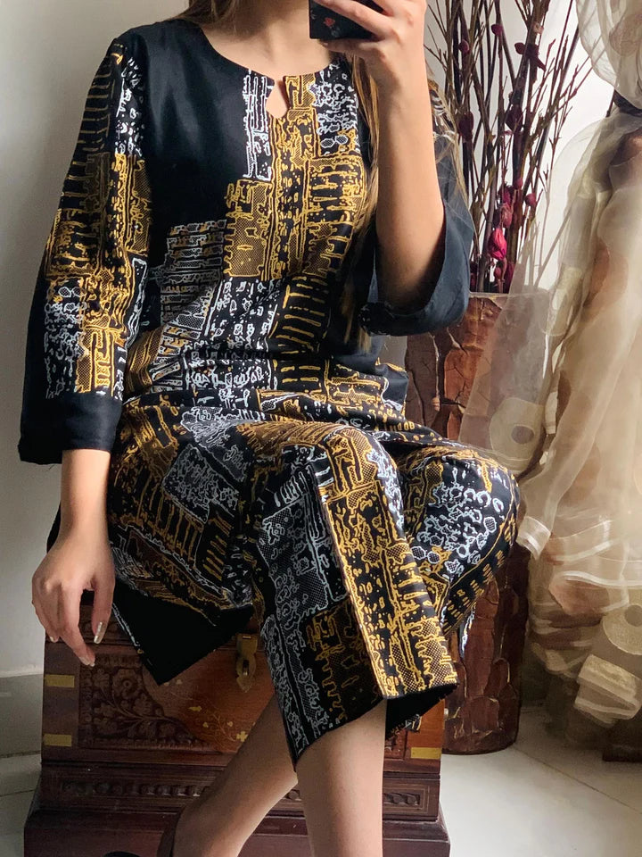 Mountain Print Stitched 2Pcs