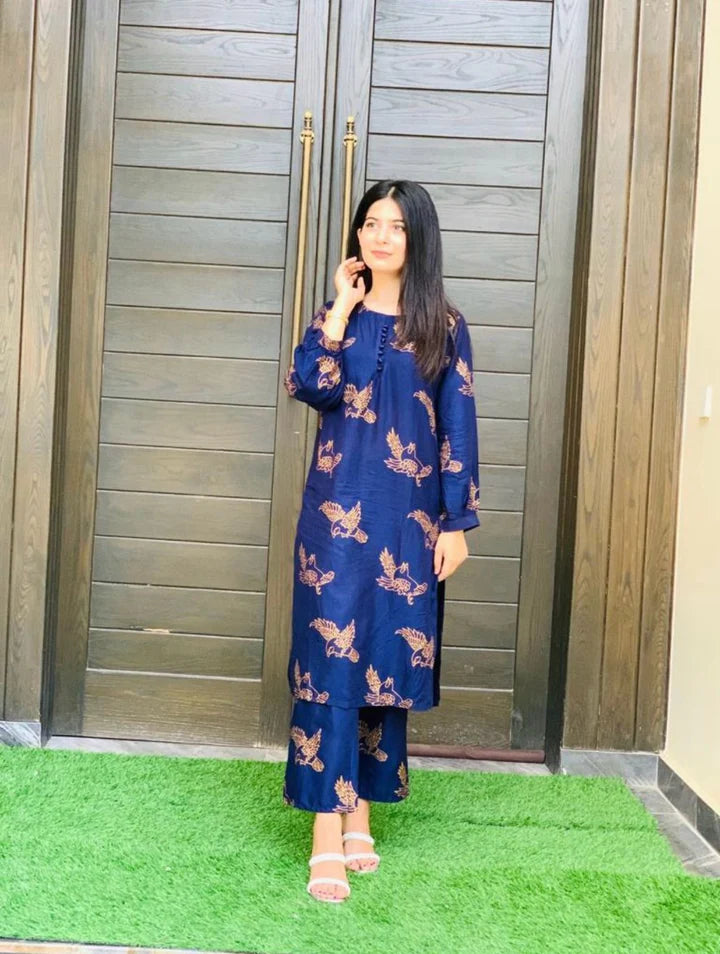 Sparrow Print Stitched 2Pcs