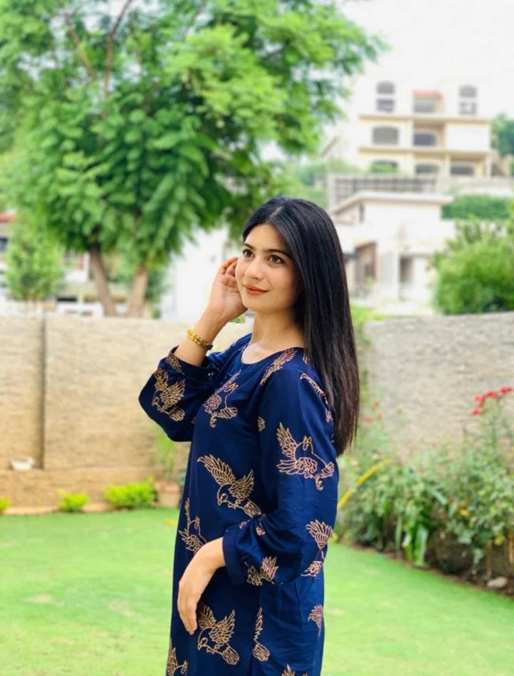 Sparrow Print Stitched 2Pcs