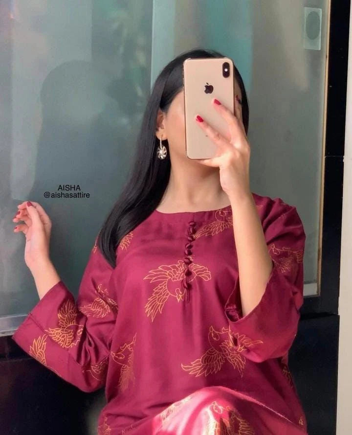 Sparrow Print Stitched 2Pcs